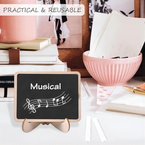Mini Chalkboards Signs with Stand Wooden Chalkboard Labels Table Signs in Black, alternate view 6