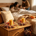 Mini Fall Wreath Set of 4, Artificial Small Autumn Wreaths with Physalis, Grain, Leaves and Burlap Bow, Harvest, alternate