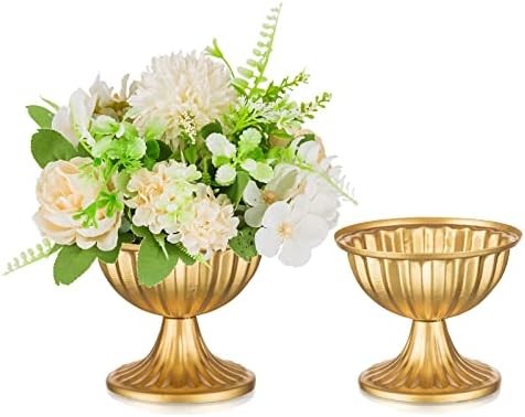 Mini Gold Flower Arrangement Pots for Centerpiece Table Decorations Metal Vase Urn Planter Decor for Home