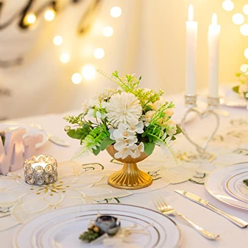 Mini Gold Flower Arrangement Pots for Centerpiece Table Decorations Metal Vase Urn Planter Decor for Home, alternate view 5