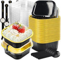 Mini Halloween Baking Pans with Lids, 50 Pack for Holiday Treats in 10 oz in Black Glod