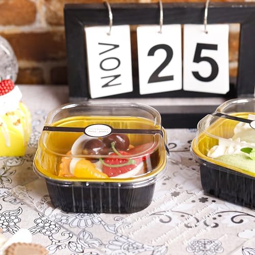 Mini Halloween Baking Pans with Lids, 50 Pack for Holiday Treats in 10 oz in Black Glod, alternate view 2
