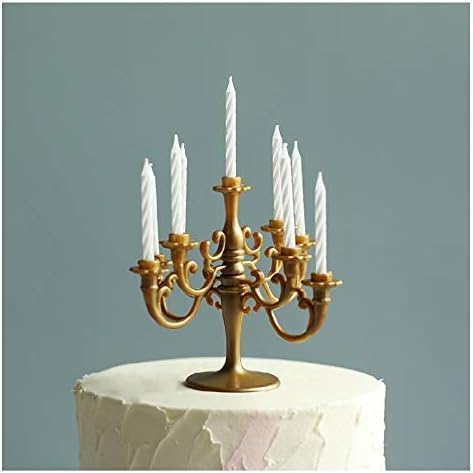 Mini Plastic Candle Holder Stand with 9Pcs Candelabra Taper Beautiful Vintage Candlestick Cake Topper Desk