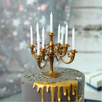 Mini Plastic Candle Holder Stand with 9Pcs Candelabra Taper Beautiful Vintage Candlestick Cake Topper Desk, alternate view 6