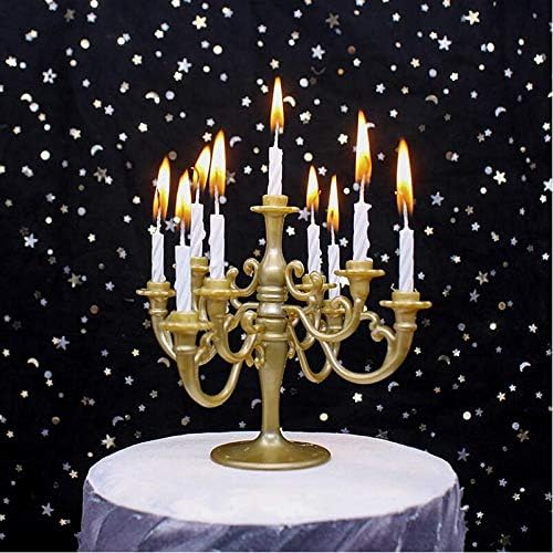 Mini Plastic Candle Holder Stand with 9Pcs Candelabra Taper Beautiful Vintage Candlestick Cake Topper Desk, alternate view 7