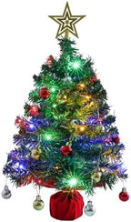 Mini Tabletop Christmas Tree with 30 LED String Lights, Star Top, Perfect for DIY Decoration 2ft