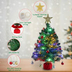 Mini Tabletop Christmas Tree with 30 LED String Lights, Star Top, Perfect for DIY Decoration 2ft, alternate view 3