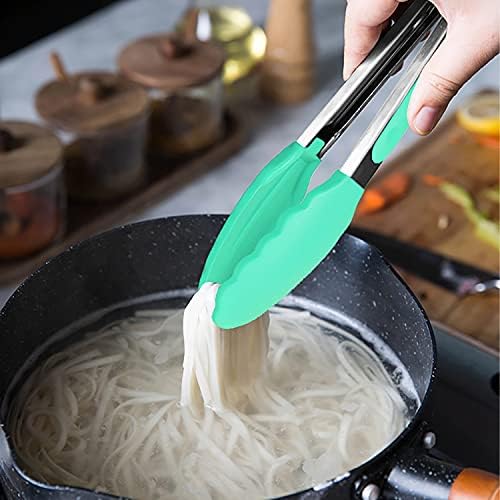 Mini Tongs with Silicone Tips 7-Inch Cooking Tongs, Set of 3 (Mint) in Mint, alternate view 2