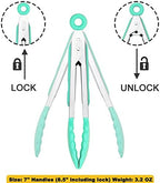 Mini Tongs with Silicone Tips 7-Inch Cooking Tongs, Set of 3 (Mint) in Mint, alternate view 4