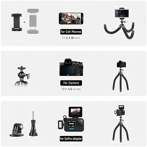 Mini Tripod Stand for Camera & Smartphone, Flexible Travel Tripod Mount for Video Recording, Vlogging, Live, alternate view 4