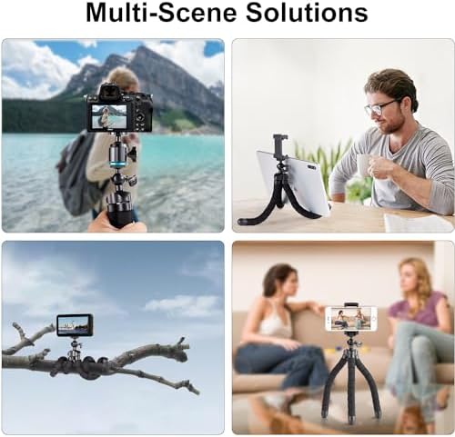 Mini Tripod Stand for Camera & Smartphone, Flexible Travel Tripod Mount for Video Recording, Vlogging, Live, alternate view 5