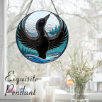 Minnesota Bird Floral Rebel Loon Suncatcher -7.9 in Stained Glass Window Hanging Sun Catcher Garden Decor, alternate view 5