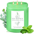 Mint Eucalyptus Large Scented Candle, 3-Wick 22oz Long Lasting Scented Candle, Natural Soy Wax Aromatherapy
