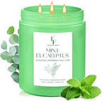 Mint Eucalyptus Large Scented Candle, 3-Wick 22oz Long Lasting Scented Candle, Natural Soy Wax Aromatherapy