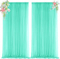 Mint Green Backdrop Curtains for Parties, Chiffon Photo Backdrop Drapes 2 Panels 5x8ft Sheer Outdoor Curtain for