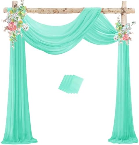 Mint Green Wedding Arch Draping Fabric Chiffon Fabric, 29in x 18Ft Sheer Chiffon Outdoor Curtain for Wedding