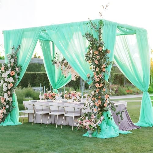 Mint Green Wedding Arch Draping Fabric Chiffon Fabric, 29in x 18Ft Sheer Chiffon Outdoor Curtain for Wedding, alternate view