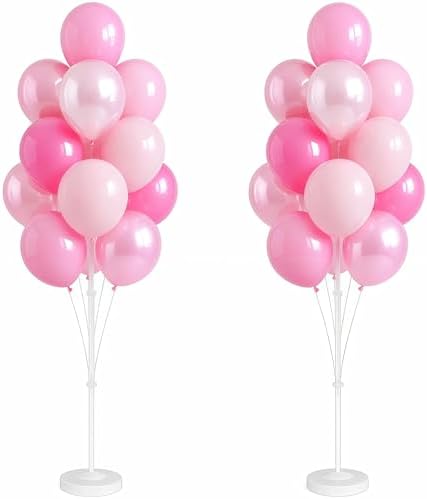 Mix PinkBalloon Column Stand Kit Set of 2 with Base, Pole for Decor in 2 Count (Pack of 1) in Blossom Pink