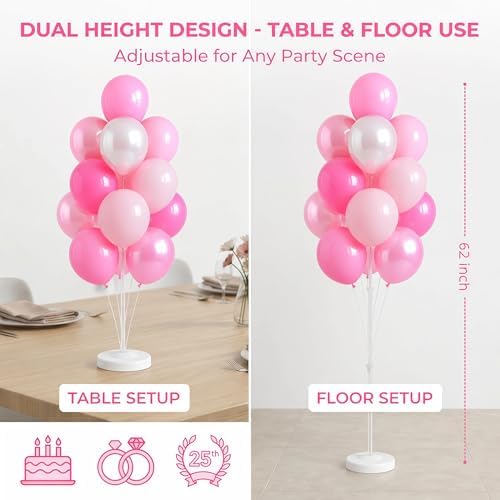 Mix PinkBalloon Column Stand Kit Set of 2 with Base, Pole for Decor in 2 Count (Pack of 1) in Blossom Pink, alternate view 3