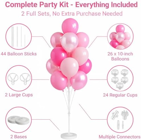 Mix PinkBalloon Column Stand Kit Set of 2 with Base, Pole for Decor in 2 Count (Pack of 1) in Blossom Pink, alternate view 4