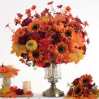 Mixed 12 Pcs Fall Artificial Flowers, Sunflower Peony Bouquet with Maple Leaves Pumpkins, Autumn Faux Floral, alternate view