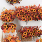Mixed 5 Pcs Fall Artificial Sunflower Peony Bouquet, Yellow Burgundy Silk Faux Flower, Autumn Faux Floral, alternate view 7