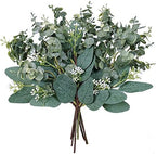 Mixed Eucalyptus Leaves Stems Bulk Artificial Eucalyptus Leaves Sprays Faux Oval Eucalyptus Leaves with White