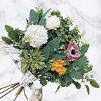 Mixed Eucalyptus Leaves Stems Bulk Artificial Eucalyptus Leaves Sprays Faux Oval Eucalyptus Leaves with White, alternate view