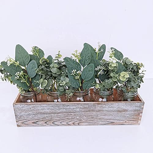 Mixed Eucalyptus Leaves Stems Bulk Artificial Eucalyptus Leaves Sprays Faux Oval Eucalyptus Leaves with White, alternate view