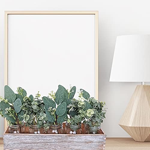 Mixed Eucalyptus Leaves Stems Bulk Artificial Eucalyptus Leaves Sprays Faux Oval Eucalyptus Leaves with White, alternate view