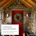 Mixed Evergreen Christmas Garland - Traditional Greenery Garland with Battery-Operated LED Clear Lights, alternate view 7