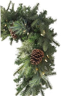 Mixed Evergreen Christmas Garland - Traditional Greenery Garland with Battery-Operated LED Clear Lights