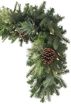Mixed Evergreen Christmas Garland - Traditional Greenery Garland with Battery-Operated LED Clear Lights, alternate view 2
