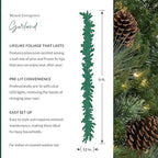 Mixed Evergreen Christmas Garland - Traditional Greenery Garland with Battery-Operated LED Clear Lights, alternate view 4