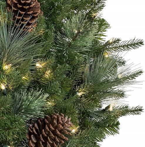 Mixed Evergreen Christmas Garland - Traditional Greenery Garland with Battery-Operated LED Clear Lights, alternate view 5