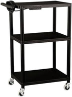 Mobile Utility AV Cart with Power Strip and Casters, Rolling Presentation and Media Cart on Wheels, Black in