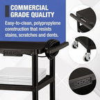 Mobile Utility AV Cart with Power Strip and Casters, Rolling Presentation and Media Cart on Wheels, Black in, alternate view