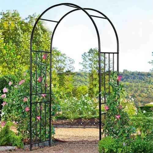 Moccha Garden Arch Arbor Trellis, 7.2Ft Outdoor Steel Arbor with Stakes, Metal Archway for Climbing Plants, Wide