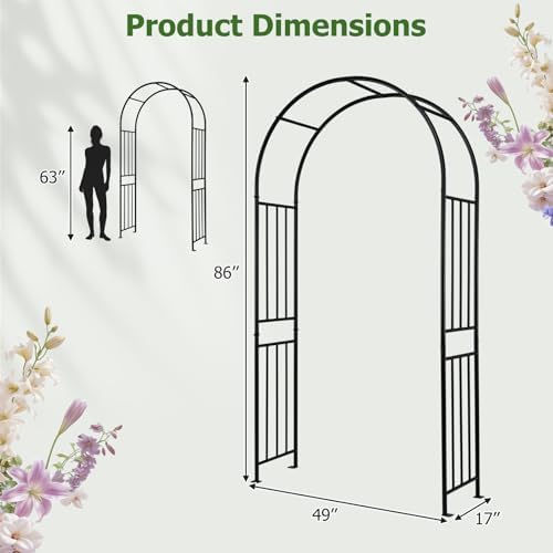 Moccha Garden Arch Arbor Trellis, 7.2Ft Outdoor Steel Arbor with Stakes, Metal Archway for Climbing Plants, Wide, alternate