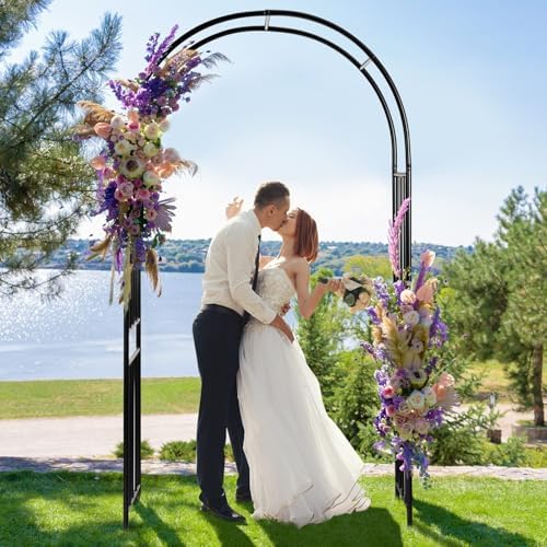 Moccha Garden Arch Arbor Trellis, 7.2Ft Outdoor Steel Arbor with Stakes, Metal Archway for Climbing Plants, Wide, alternate