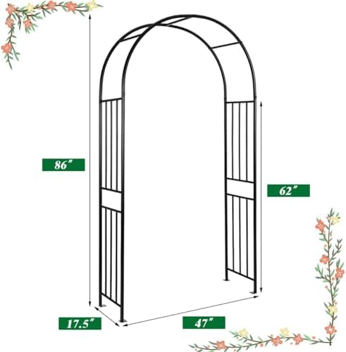 Moccha Garden Arch Arbor Trellis, 7.2Ft Outdoor Steel Arbor with Stakes, Metal Archway for Climbing Plants, Wide, alternate