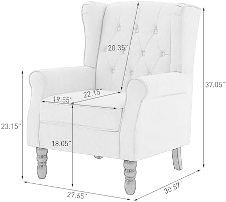 Modern Accent Chair, Fabric Upholstered Wingback Armchair, Brown in Brown, alternate view 2