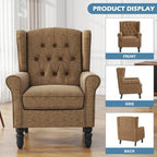 Modern Accent Chair, Fabric Upholstered Wingback Armchair, Brown in Brown, alternate view 5