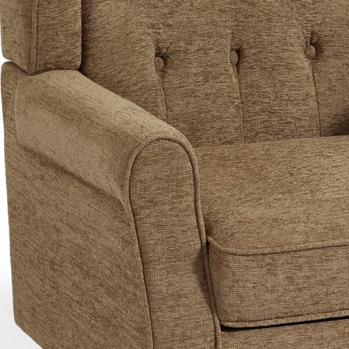 Modern Accent Chair, Fabric Upholstered Wingback Armchair, Brown in Brown, alternate view 6