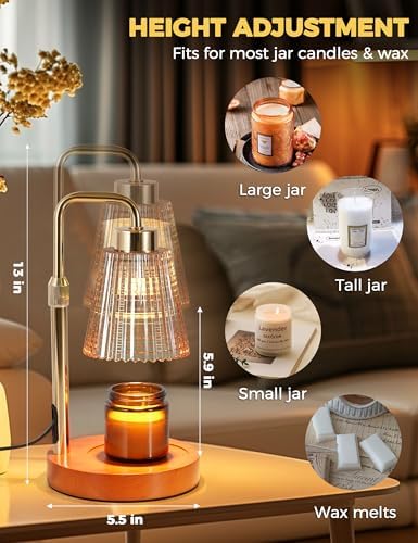 Modern Candle Warmer Lamp with 24h Cycle Timer, Dimmable Wax Melt Warmer, alternate view 2