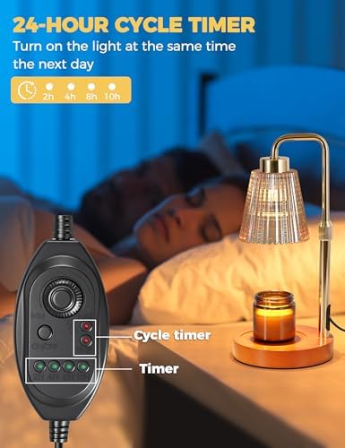 Modern Candle Warmer Lamp with 24h Cycle Timer, Dimmable Wax Melt Warmer, alternate view 5