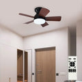 Modern Ceiling Fan with Light: 25-Inch Black Small Fans for Bedroom Indoor Outdoor - Dimmable Low Profile