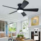 Modern Ceiling Fan with Light: 42-Inch Black Small Fans for Bedroom Indoor Outdoor - Dimmable Low Profile