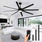 Modern Ceiling Fans with Lights, 84 Inch Ceiling Fan with Light and Remote, Living Room Library Cafe