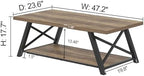 Modern Coffee Table, Rectangle Center Table for Living Room with Storage Shelf, Industrial Wood and Metal, alternate view 2